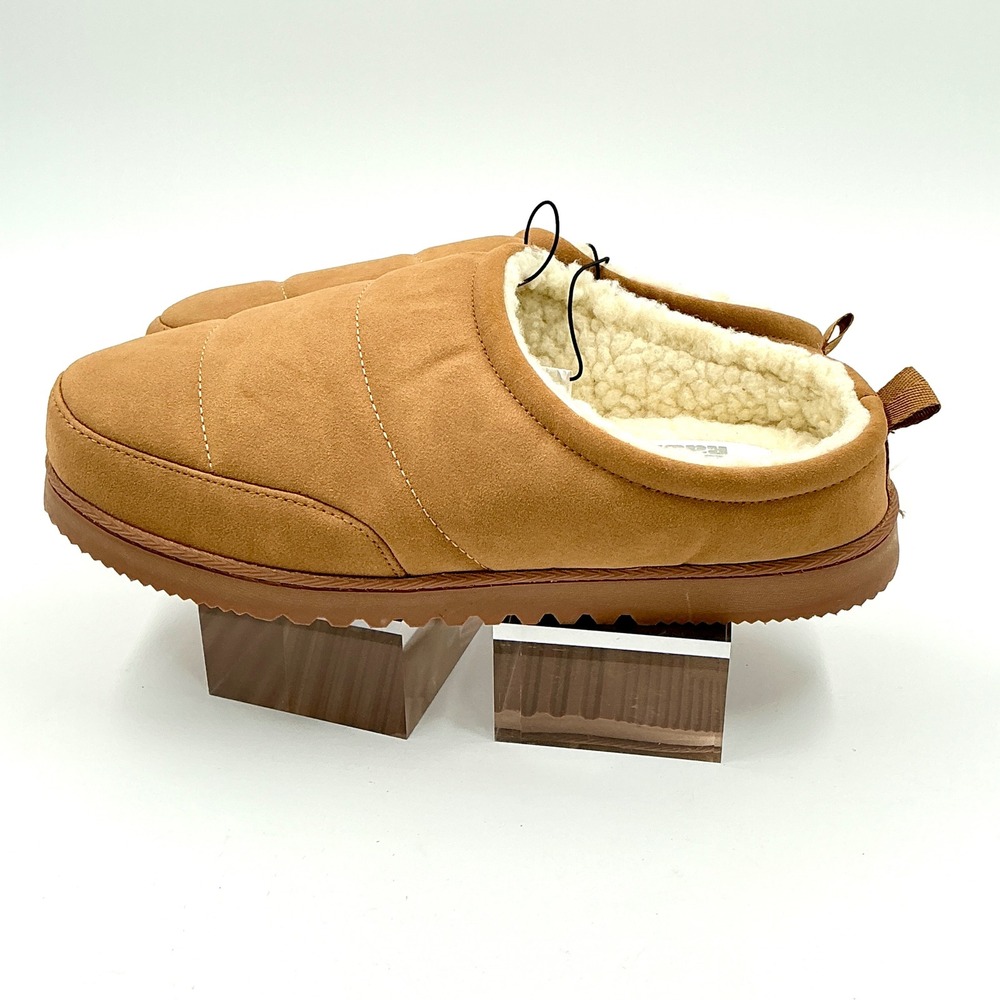Nordstrom Rack Mens Size 9-10 Slippers Tan Quilted Faux Fur Puffer MSRP $30 - Picture 12 of 14